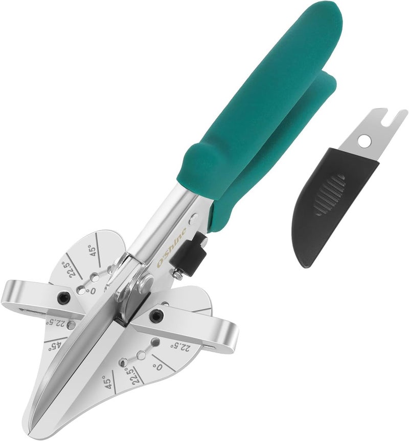 OSHINE O’Shine 22.5 Degree Miter Shears For Angular Cutting Molding Wood Crafting, Quarter Round Cutting Tool Shoe Molding Cutters, Multi Angle Miter Shear Cutter Trim Cutter Hand Tool, w/ 1pc Extra Blade - Image 1